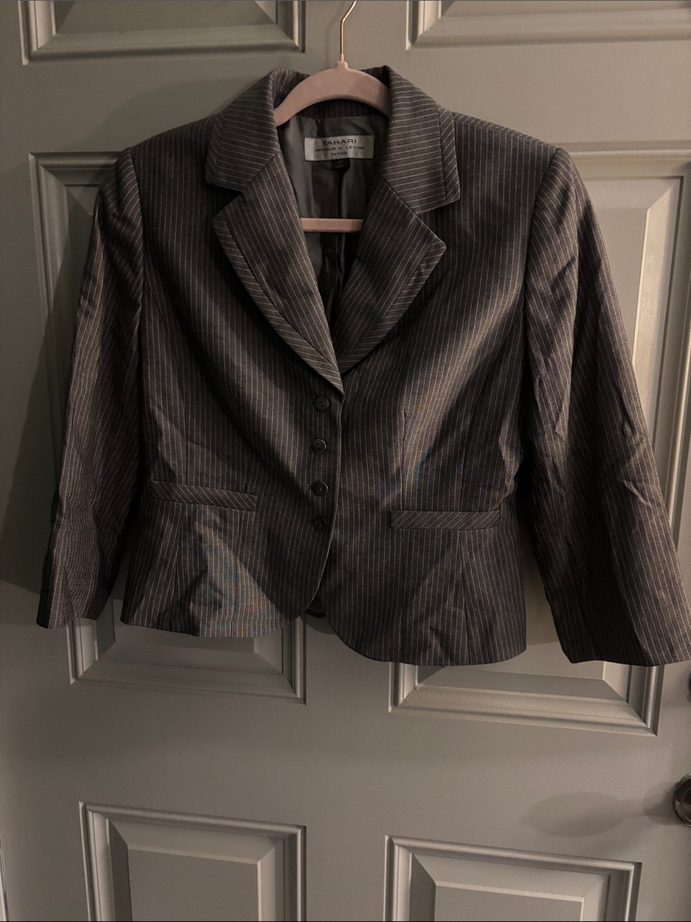 Talbots Women's Charcoal Pinstripe Blazer Jacket